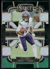 Jordan Addison 2023 Panini Select Black and Green Prizm Die Cuts #66 RC Vikings