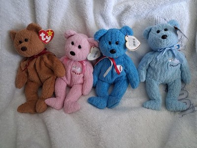 4 TY Beanie Babies Baby Boy, Addison, Curly, Baby Girl Neu unbespielt