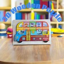 NEW Wooden Toddler Toy - 3D Schoolbus