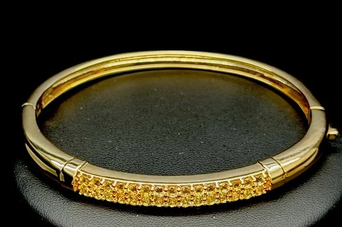Bellezza Gold Tone Pave  Topaz Bangle Bracelet New In Pouch image 9