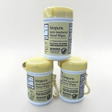 3 Biopure Antibacterial Travel Hand Wipes Keychain Honey Wildflower Scent USA