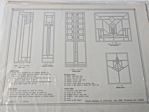 PRAIRIE ART GLASS DRAWINGS Volume 1 & Patterns CASEY Frank Lloyd Wright WINDOWS - Picture 13 of 13
