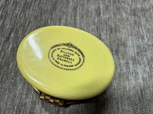 Halcyon Bilston & Battersea Pheasant Enamel Trinket Box England Yellow Bird Tree - Imagen 10 de 13