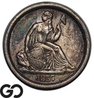 1837 Seated Liberty Dime, Rare This Nice! Large Date, Choice AU+ Scarce Coin!