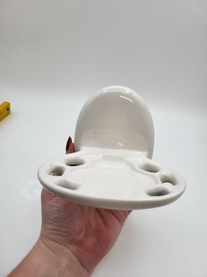Vintage MCM 1920's White Enamel Toothbrush & Cup Holder