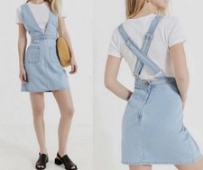 BDG Denim Overalls Dress Plunging V Neck Blue Jean Urban Outfitters women's 6
