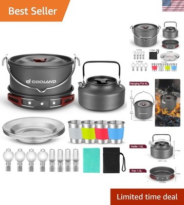 Portable 22-Piece Camping Cookware Mess Kit   Perfect for Outdoor Adventures