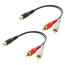 RCA Splitter 1 Female to 2 Male 8 Inch , Stereo Audio Y Cable, Gold Plated Dual