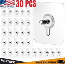 30PCS Self Adhesive Wall Hooks Seamless Punch...