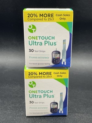 OneTouch Ultra PLUS 60 Diabetic Glucose Test Strips Exp-02/28/2026 (2 box of 30)