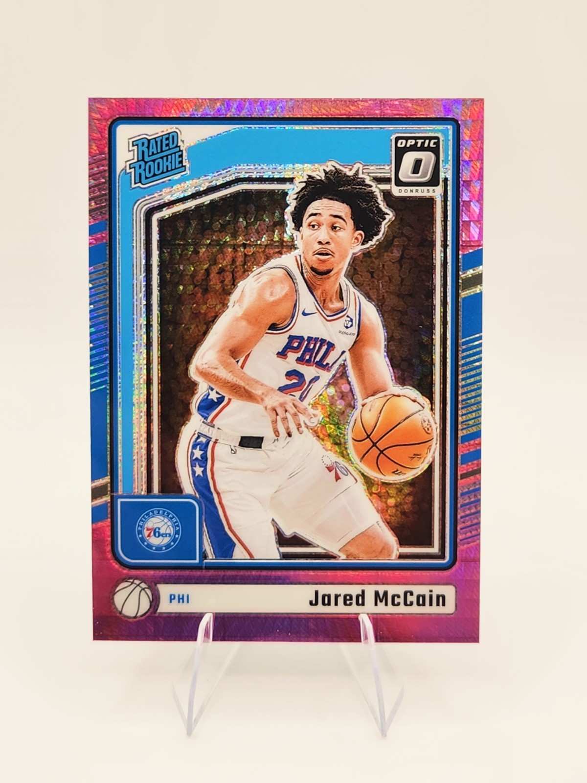 2024-25 Donruss Optic Jared McCain Rated Rookie Pink Hyper Prizm #270 76ers RC