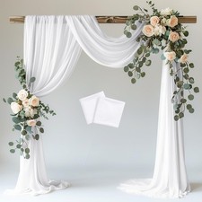 Wedding Arch Draping Fabric 2 Panels 28.7" x 20FT White Sheer Fabric Backdrop...