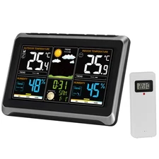7-in-1 Weather Station Wireless Weather Station with Sensor Atomic Clock-NO WIFI