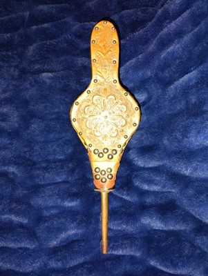 Vintage Wood Leather Brass Antique Fire Hand Bellows