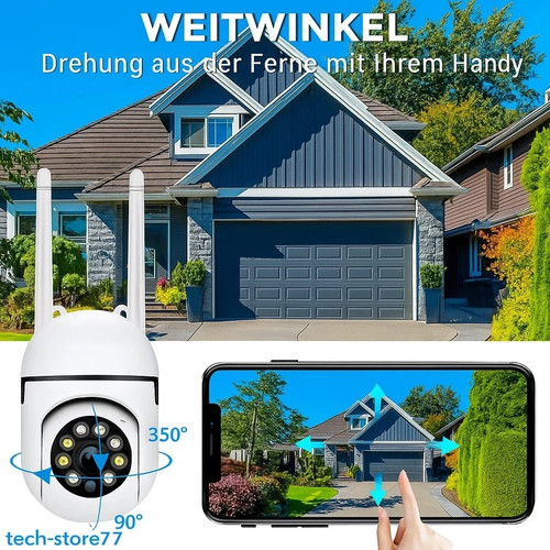360° WLAN Kamera Full HD Nachtsicht App Steuerung 2-Wege-Audio Outdoor NEU - Picture 3 of 5