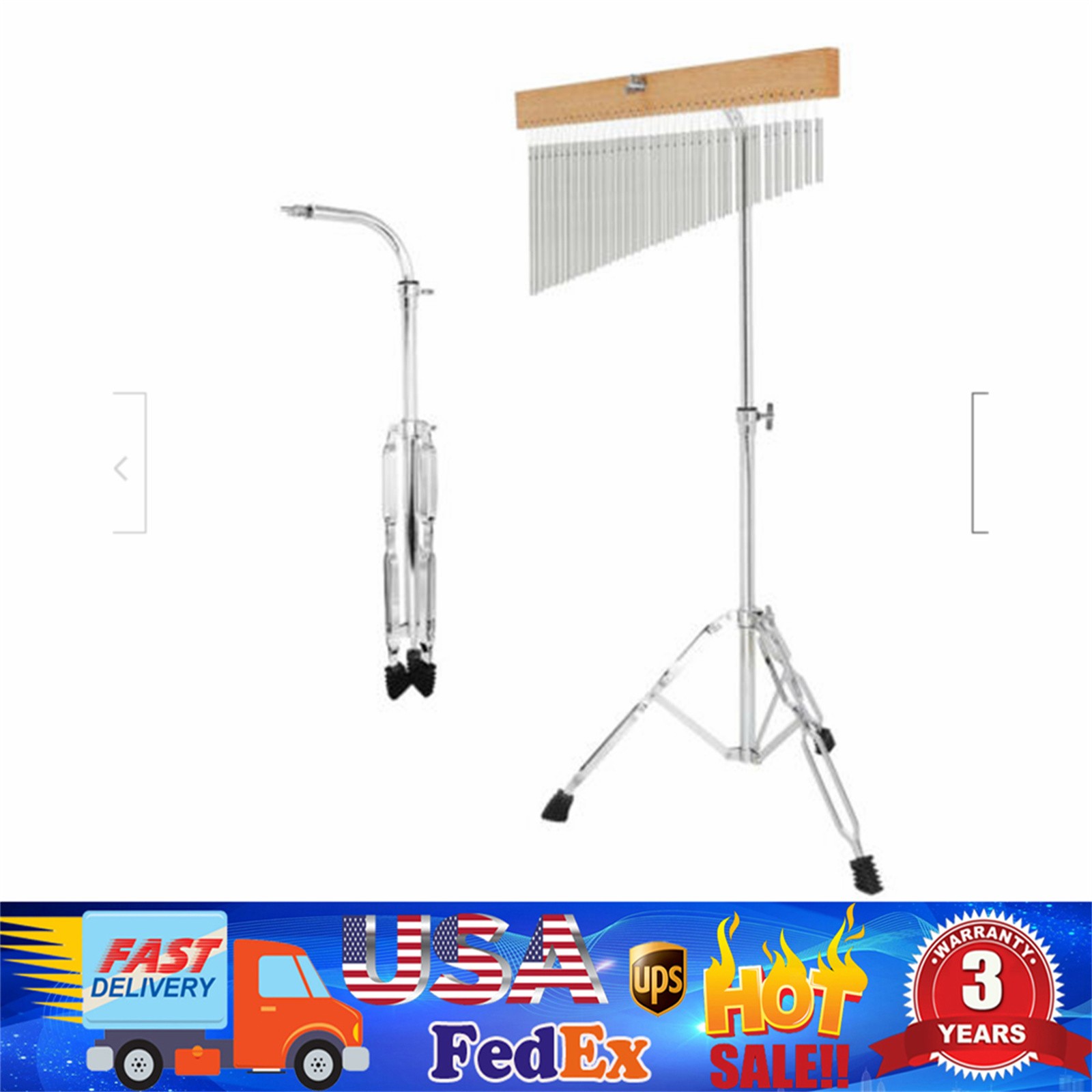 Bar Chimes Single-Row Wind Chime 36-Tone w/ Tripod Stand Percussion Instrument