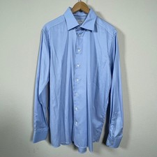 Eton Contemporary Fit Dress Shirt Mens XL 17.5 Blue Micro Texture Cotton Luxury
