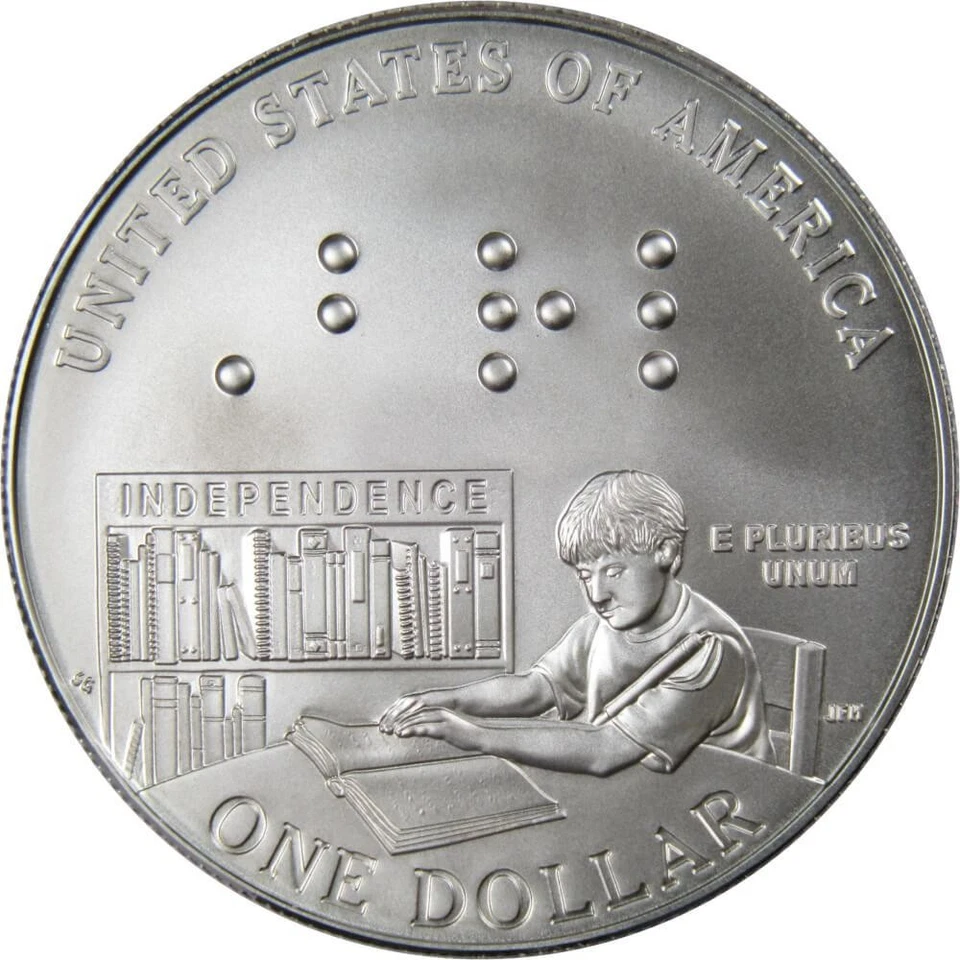 Louis Braille Commemorative Dollar 2009 P BU Uncirculated Silver - Image 2 of 2