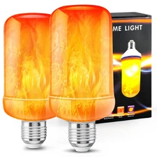 LED Flame Light Bulbs (2 Pack), 4 Modes Flickering with Yellow