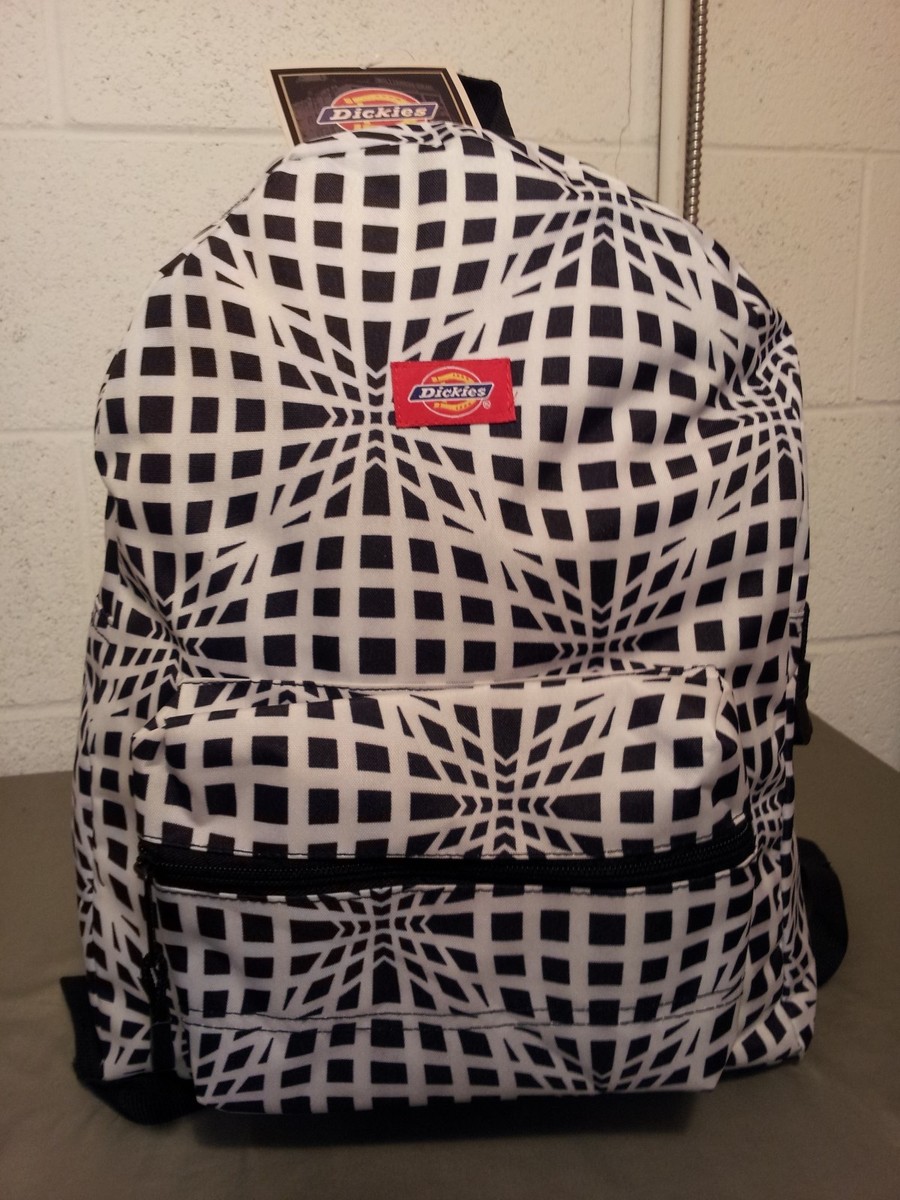 dickies school backpack black and white optical | eBay