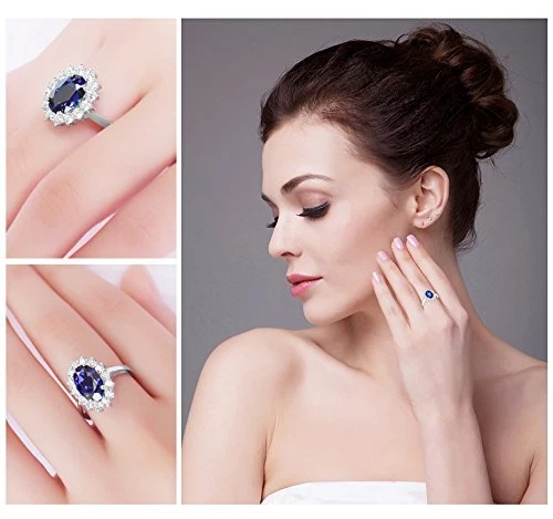 Juego de anillos, pendientes y collares de zafiro azul día de la madre regalo idea franqueo gratuito Foto 3 de 4