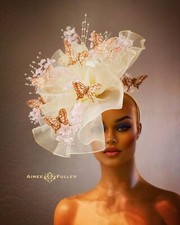 Kentucky Derby Hat Butterfly Fascinator Cream Pink Copper Royal Ascot Easter Hat