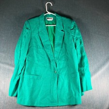 Forecaster Of Boston Womens Blazer Jacket Size 13/14 Aqua Rayon Single Breasted