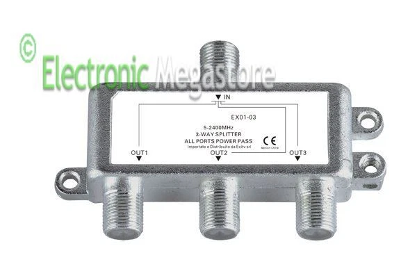 FLA-ELECTRONIC DIVISORE PARTITORE ANTENNA TV-SAT 3 USCITE DIGIT CON PASSAGGIO TENSIONE
