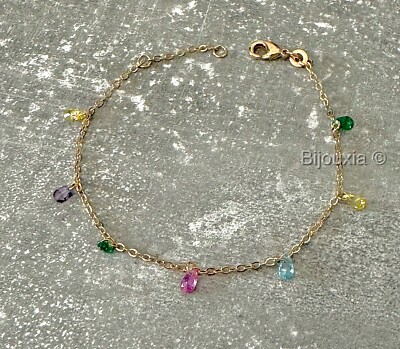 Bracelet Plaqué Or 18 Carats Avec Grains De Café Et Cristal Multicolore - Tata Gisèle - Neuf Avec étiquettes