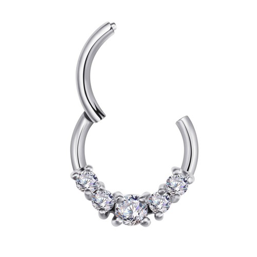 1,2mm Septum Clicker 5 Kristalle Segment Ring Scharnier Rose Gold Schwarz Daith - Bild 2 von 9