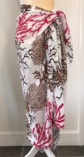 Hot Pink Coral Brown Sarong Scarf Wrap Full Size Rayon Beach Cover up