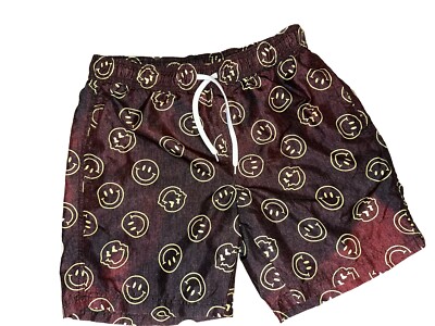 Carbon Swim Trunks Board Shorts BLACK Smiley Face smiles Medium