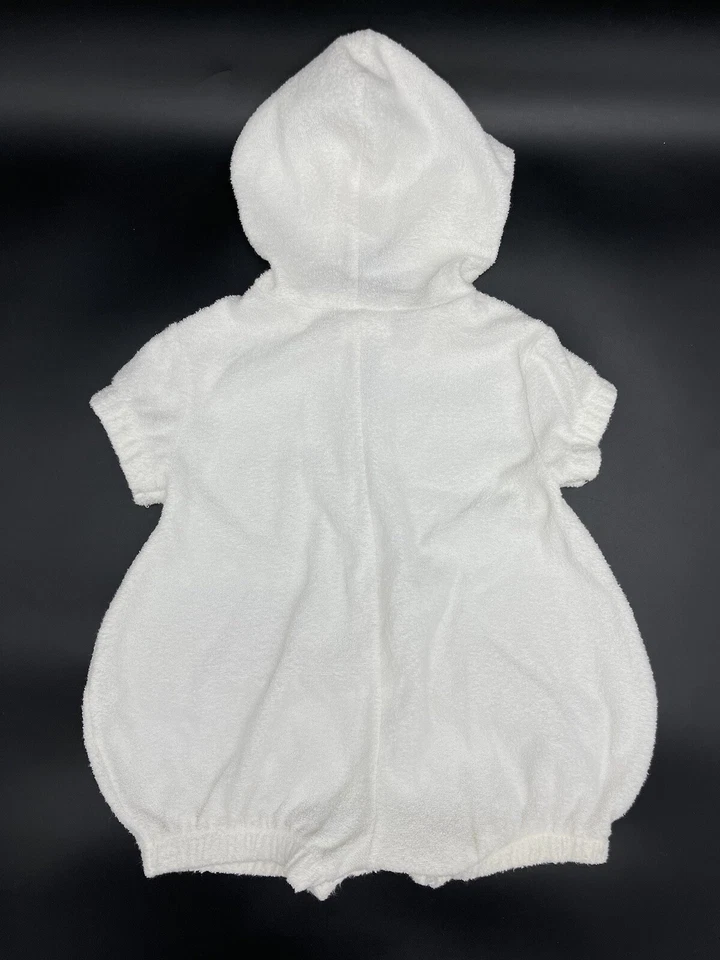 Class Club Baby 12 Meses Pano Terry Branco Natação Cobertura Zíper, Capuz, Snap Bottom - Imagem 2 de 3