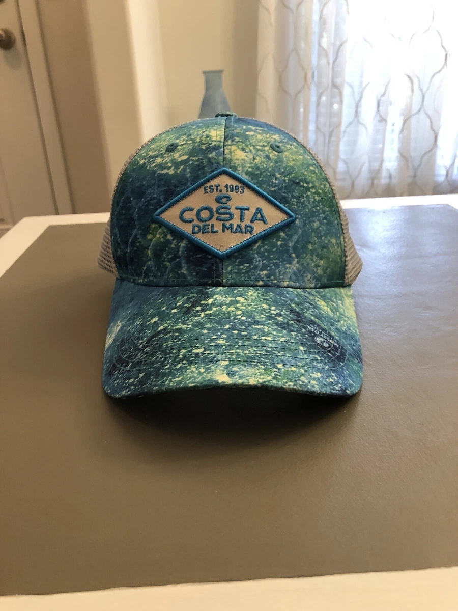 Costa Del Mar Blue White Mesh Trucker Hat Snapback Cap One Size