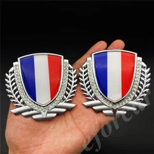 2pcs Metal Chrome France French Flag Car Trunk Rear Emblem Badge Decal Sticker