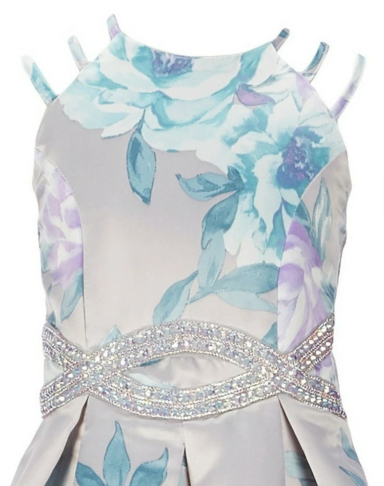 Xtraordinary Big Girls Floral Infinity Waist Sateen Hi-Lo Fanciful Dress-Size-16 - Image 2 of 4