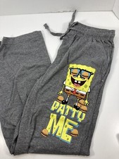 Nickelodeon SpongeBob Square Pants Patty Me Lounge Pajama Pants Sz Small Gray