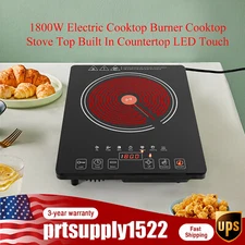 1800W Electric Cooktop Burner Cooktop Stove Top Built In Countertop LED Touch