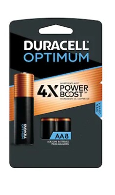 Duracell Optimum Alkaline Battery AA Size 8 Pack (lot of 5 or 40 batteries) 