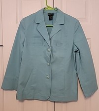 Rafaella Size 10 Blazer Blue Cotton Stretch Jacket    Cl 