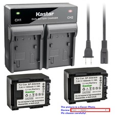Kastar Battery Dual Rapid Charger for Canon HFM301 HF M306 HFM306 HF M40 HFM40