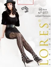 Lores Fantasia elegant collants tights with pattern of wavy lines 40 Den