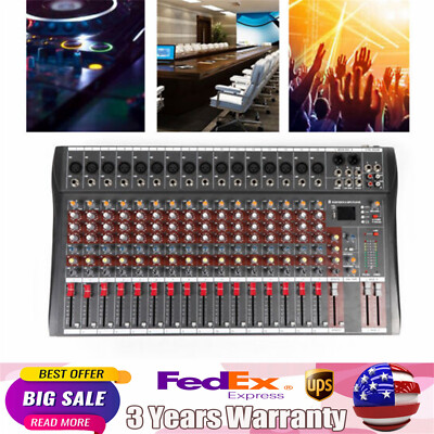 16 Channel Professional Live Studio Audio Mixer Power Mixing Console Bluetooth