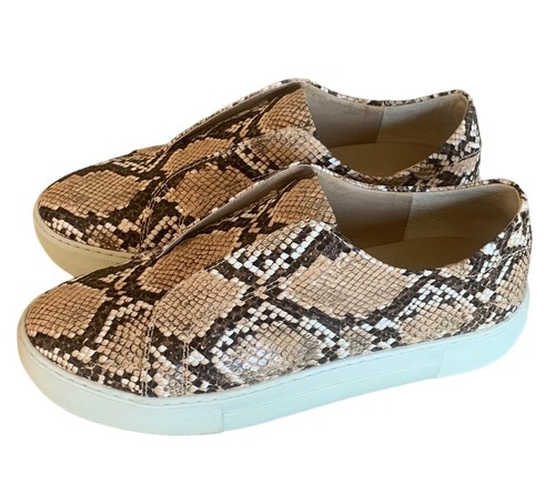 J/SLIDES Brown + Black Embossed Snake Skin "Heidi" Slip-On Platform Sneakers 6