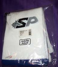 New Never Worn Adult SP Pro Canada  Hockey Socks White-Red- Blue Heavy Knit 32"