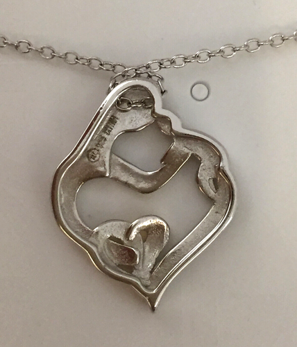 Collar Giani Bernini Madre Hijo Corazón 16" Dos Tonos Plata Esterlina 3.1 g Nuevo - Imagen 7 de 8