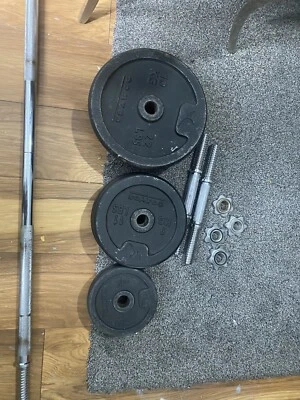 Fit4home 50kg Cast Iron Dumbbell & Barbell Weight Set with Carry Case