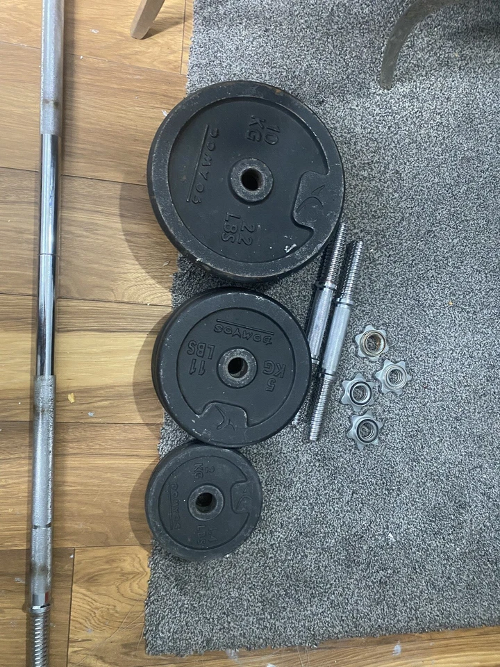 Fit4home 50kg Cast Iron Dumbbell & Barbell Weight Set with Carry Case, photo 1 of 2