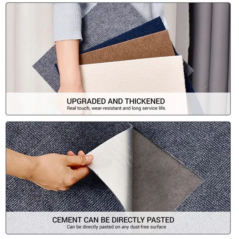 20 Stück Teppichfliesen Selbstklebend 30 x 30 cm Teppichboden Bodenbelag Fliesen - Bild 2 von 4