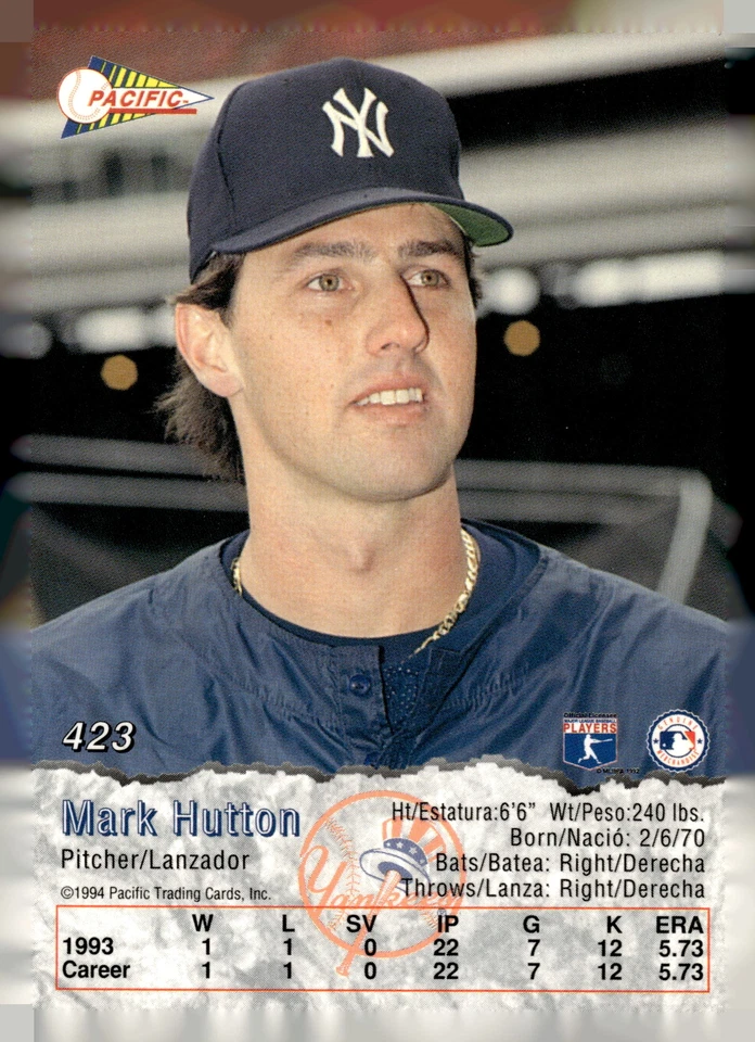 1994 Pacific #423 Mark Hutton - Image 2 of 2